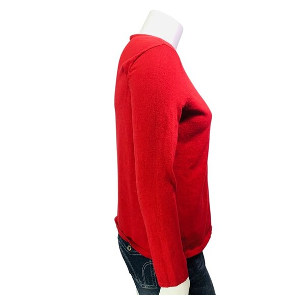 J Jill Womens Sweater Solid Red Snap Side Long Sleeve Knit Pullover Size L - Picture 6 of 11